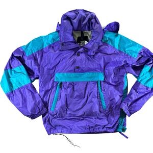 Vintage 90s The North Face Anorak Pullover Jacket Mens Small Purple Teal